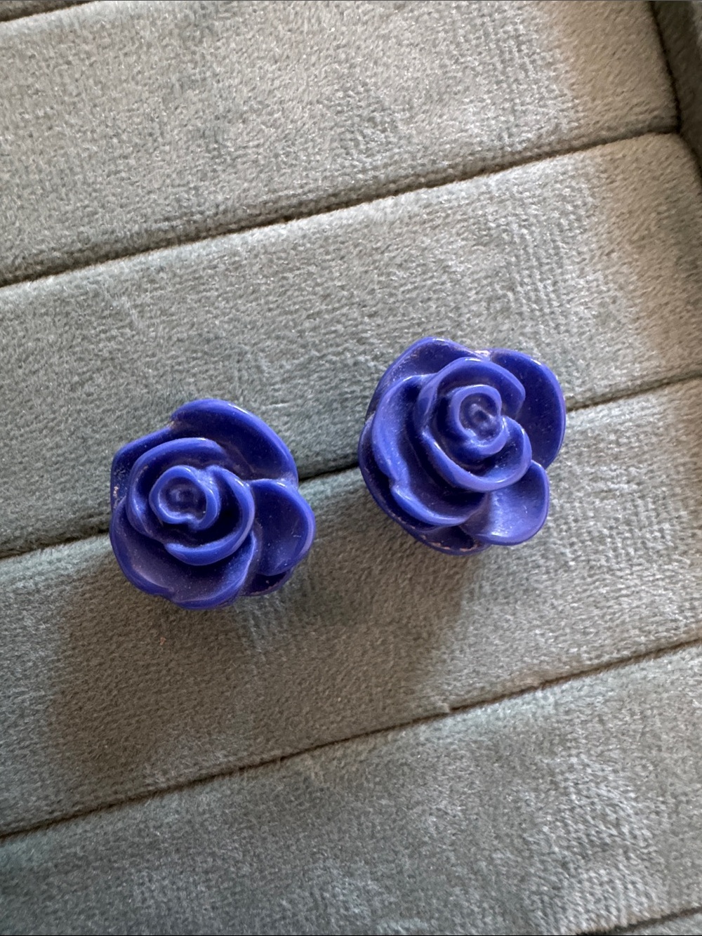 Blue Rose Flower Earrings
